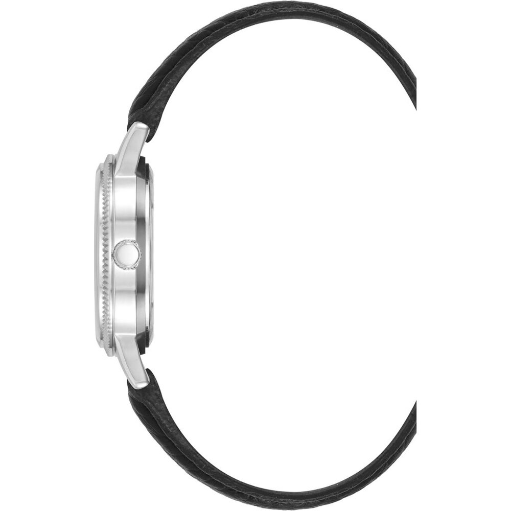 Women's Crystal Lens Faux Leather Strap Silver/Black Tone Buckle Closure Watch - Picture 2 of 5